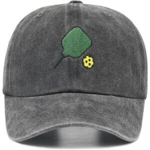 Pickleball Hat Adjustable Washed Denim Embroidered Pickleball Racket Cap
